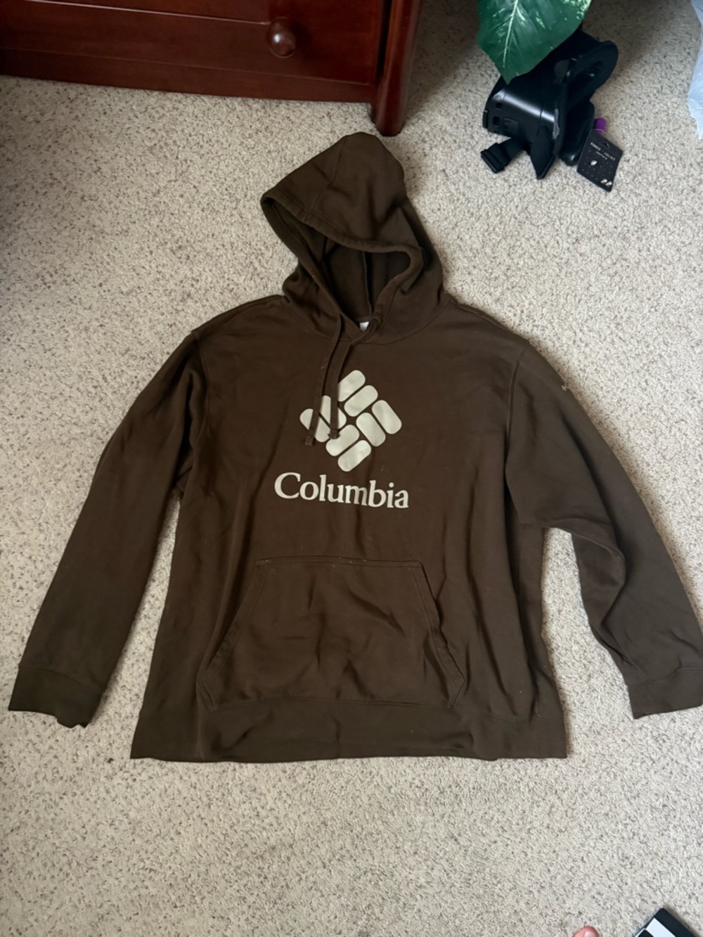 Columbia Brown Pullover Hoodie with Cream Logo